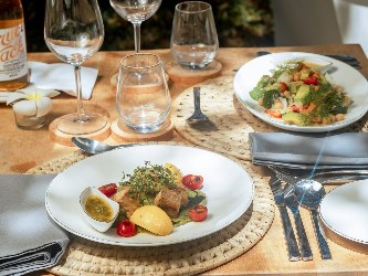 A table laid for dinner at Zuri